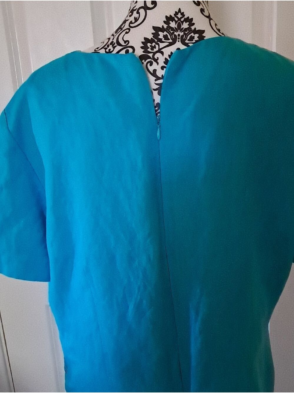 Positive Attitude Woman Vintage Turquoise Dress With Front Embroidery Size 16 - Picture 8 of 10